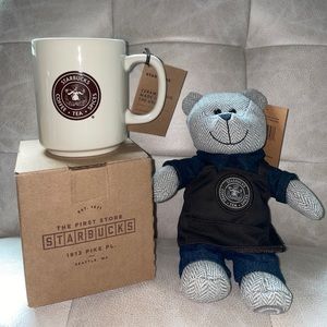 1st Starbucks store Merchandise: Barista Bear AND Ceramic Mug. COLLECTABLES